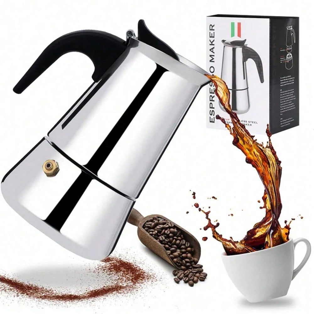 Camping Cooking Utensils - 12Cup Coffee Maker Stainless Steel Espresso