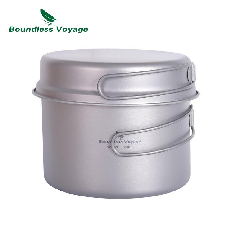 Camping Cooking Set Large - Boundless Voyage Titanium Pot & Frying