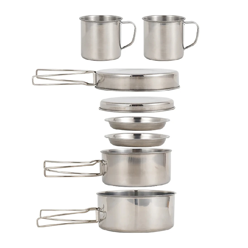 8pcs/Set Camping Cookware Mess - Camping Cooking Set Large ulasan dan harga