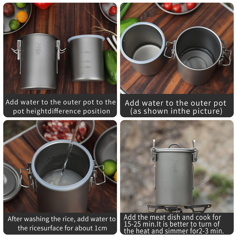 KEITH Pure Titanium Rice Cooke - Camping Cooking Rice ulasan dan harga