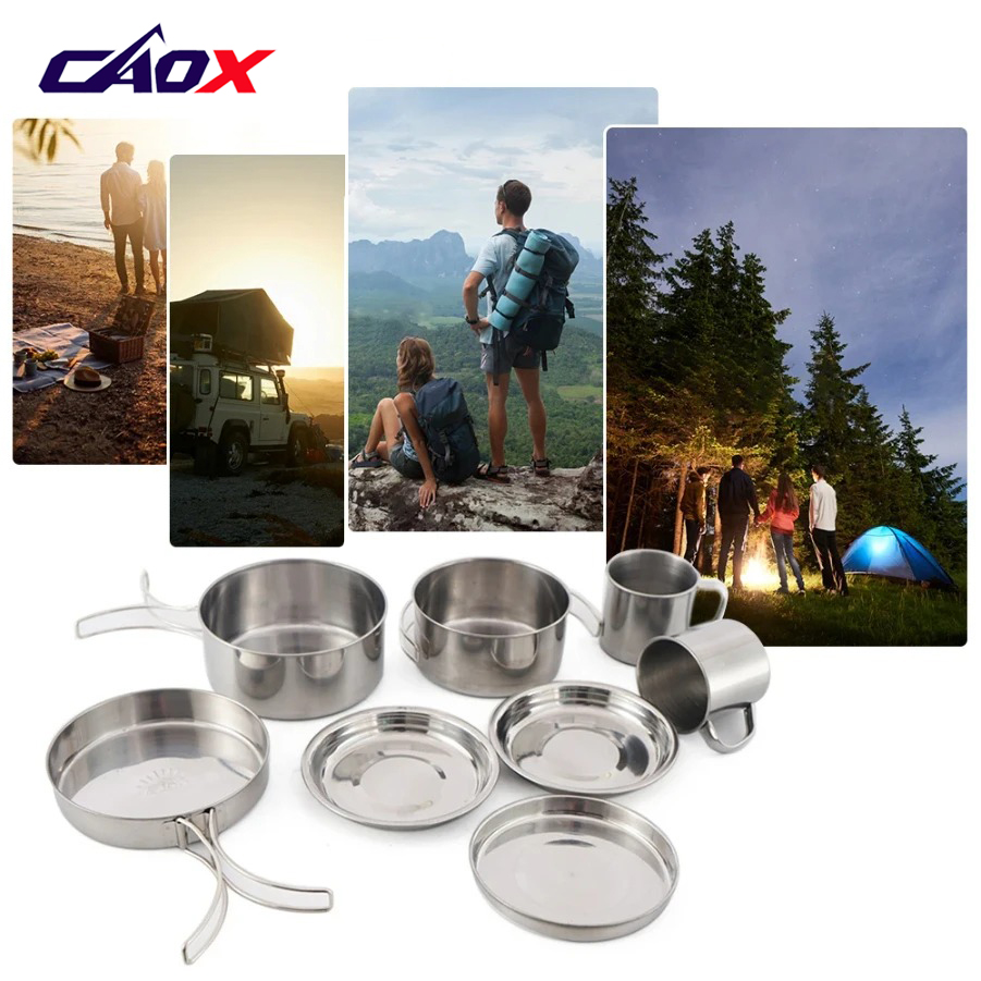 CAOX 8pcs/Set Camping Cookware - Camping Cooking Set Large ulasan dan harga