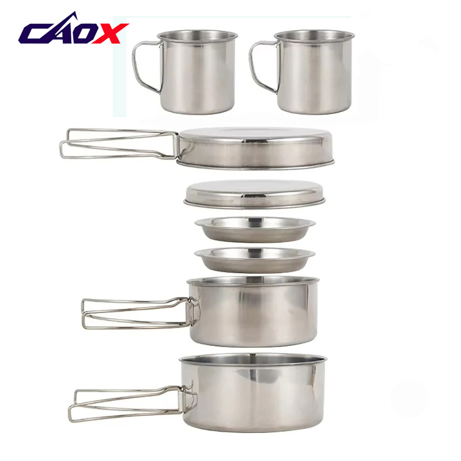 CAOX 8pcs/Set Camping Cookware - Camping Cooking Set Large ulasan dan harga