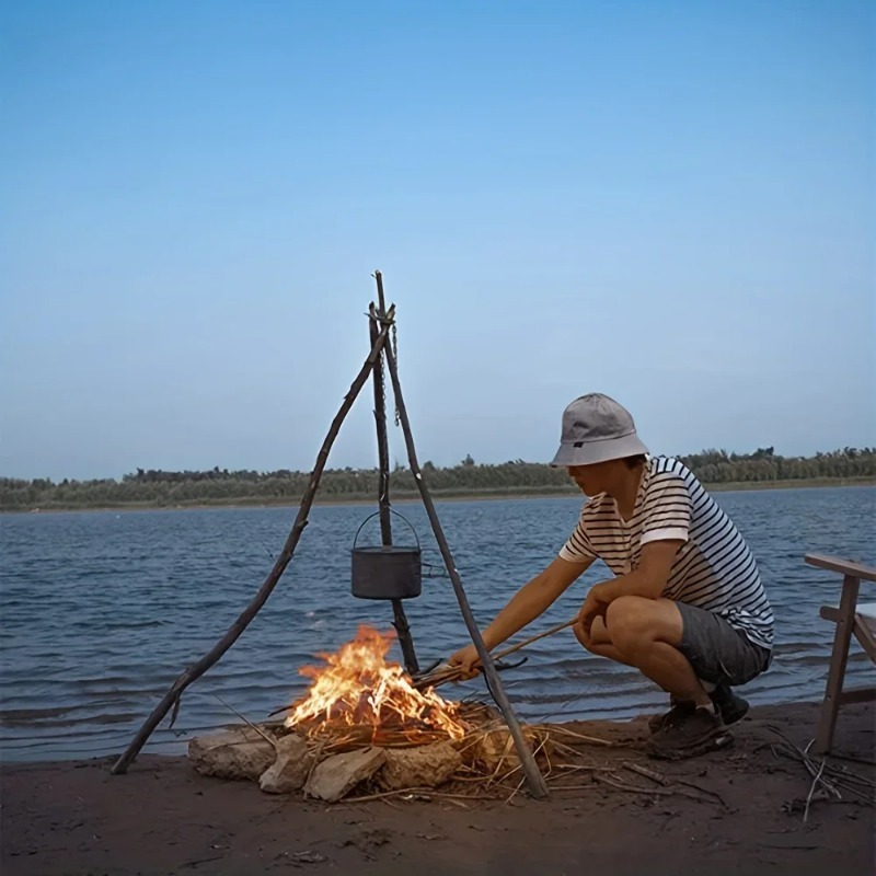 Outdoor BBQ Tripod Portable De - Camping Cooking Pot Tripod ulasan dan harga