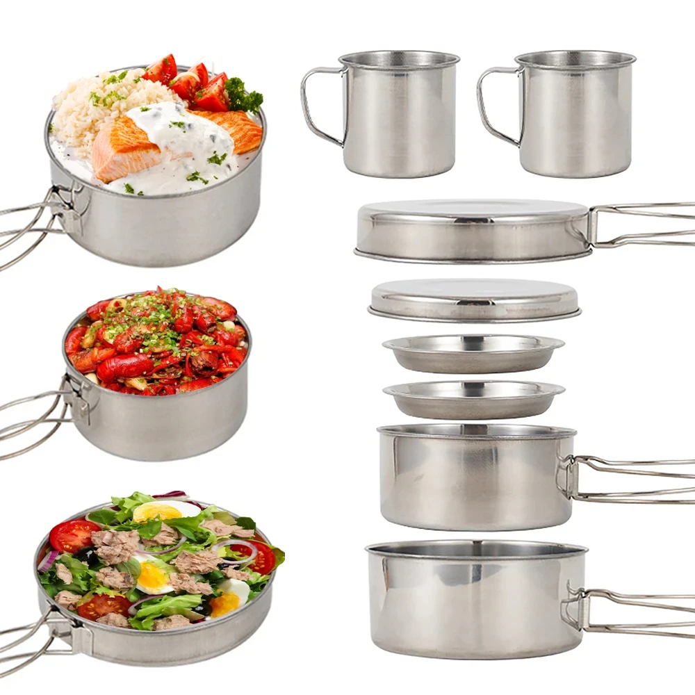 8pcs/Set Camping Cookware Mess - Camping Cooking Rice ulasan dan harga