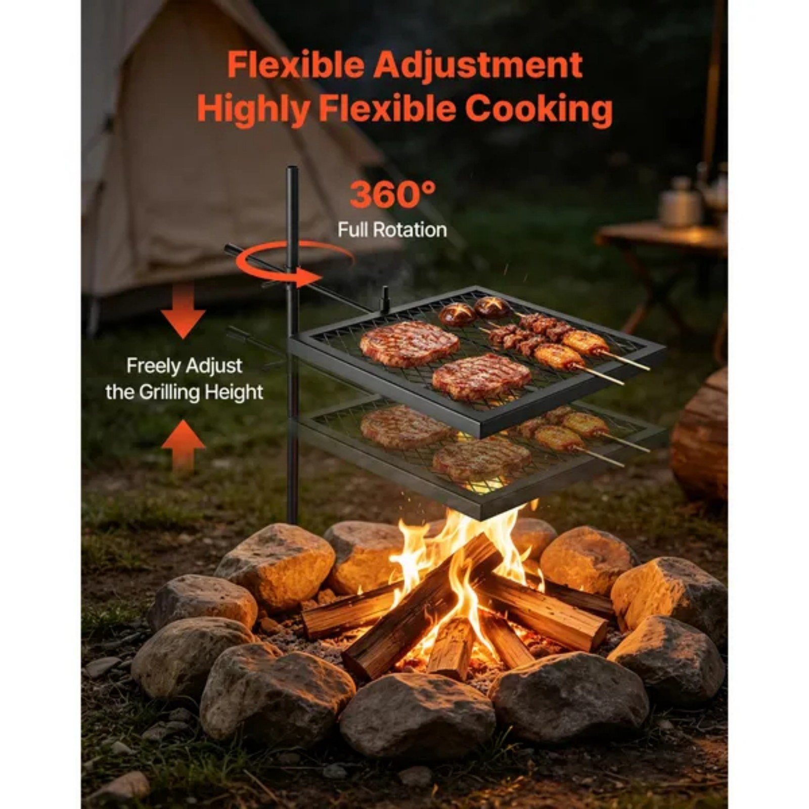 Heavy Duty Swivel Campfire Gri - Camping Cooking Over Fire ulasan dan harga