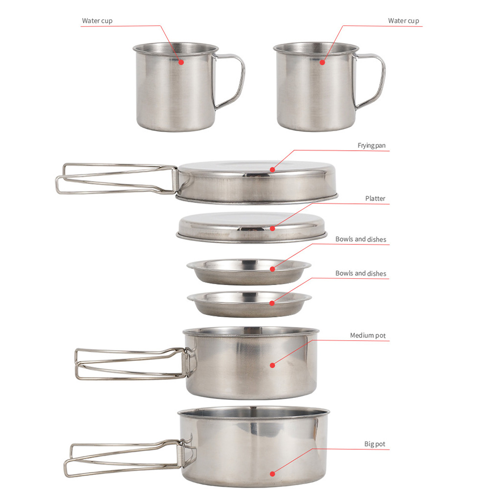 8Pcs Camping Cookware Set Kitc - Camping Cooking Set Large ulasan dan harga