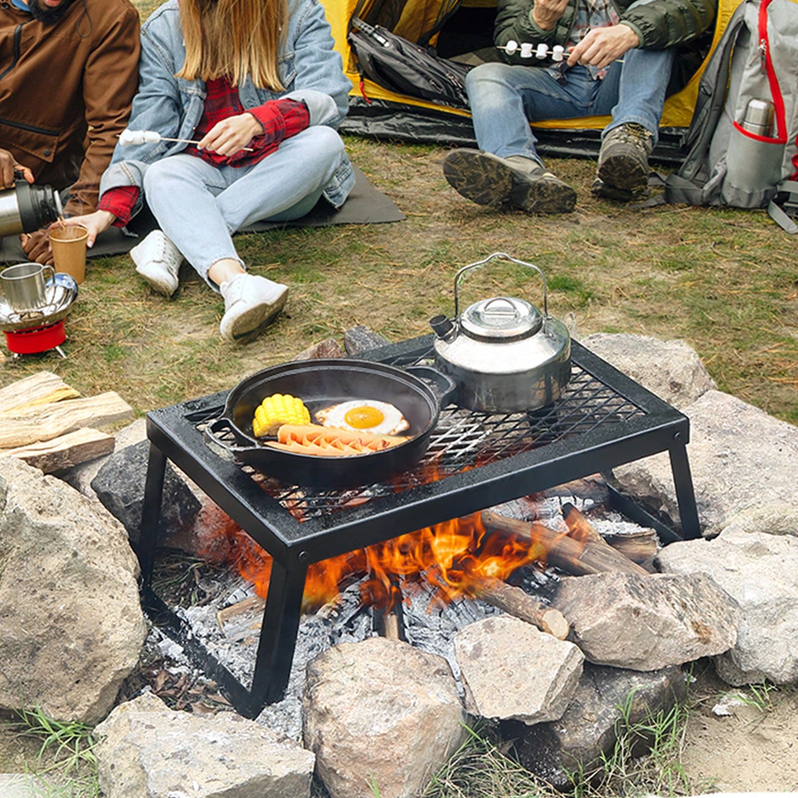 Folding/Swivel Campfire Grill, - Camping Cooking Over Fire ulasan dan harga