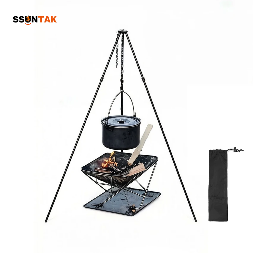 SSUNTAK Portable Detachable Ca - Camping Cooking Pot Tripod ulasan dan harga