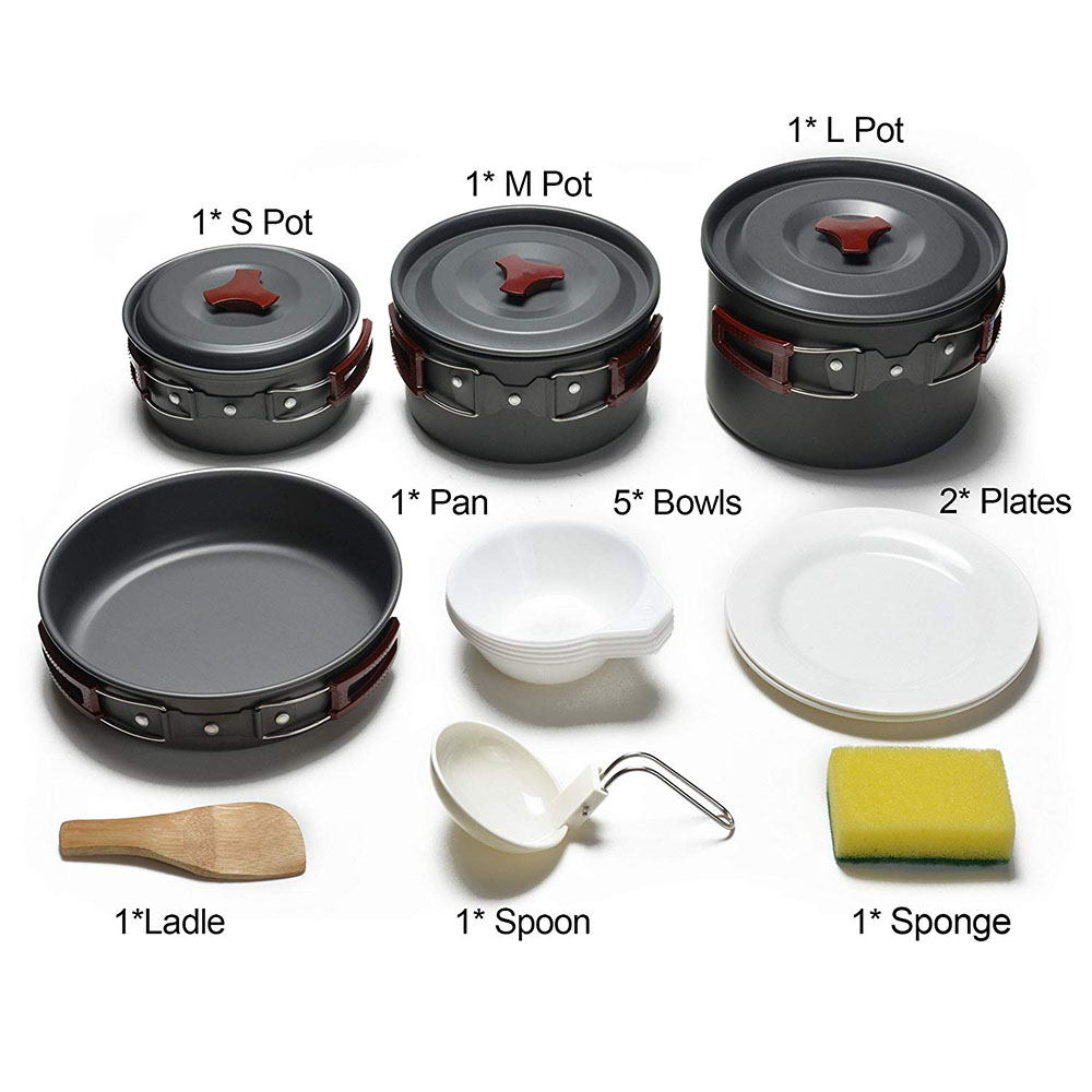 Outdoor Camping Cookware Kit N - Camping Cooking Rice ulasan dan harga