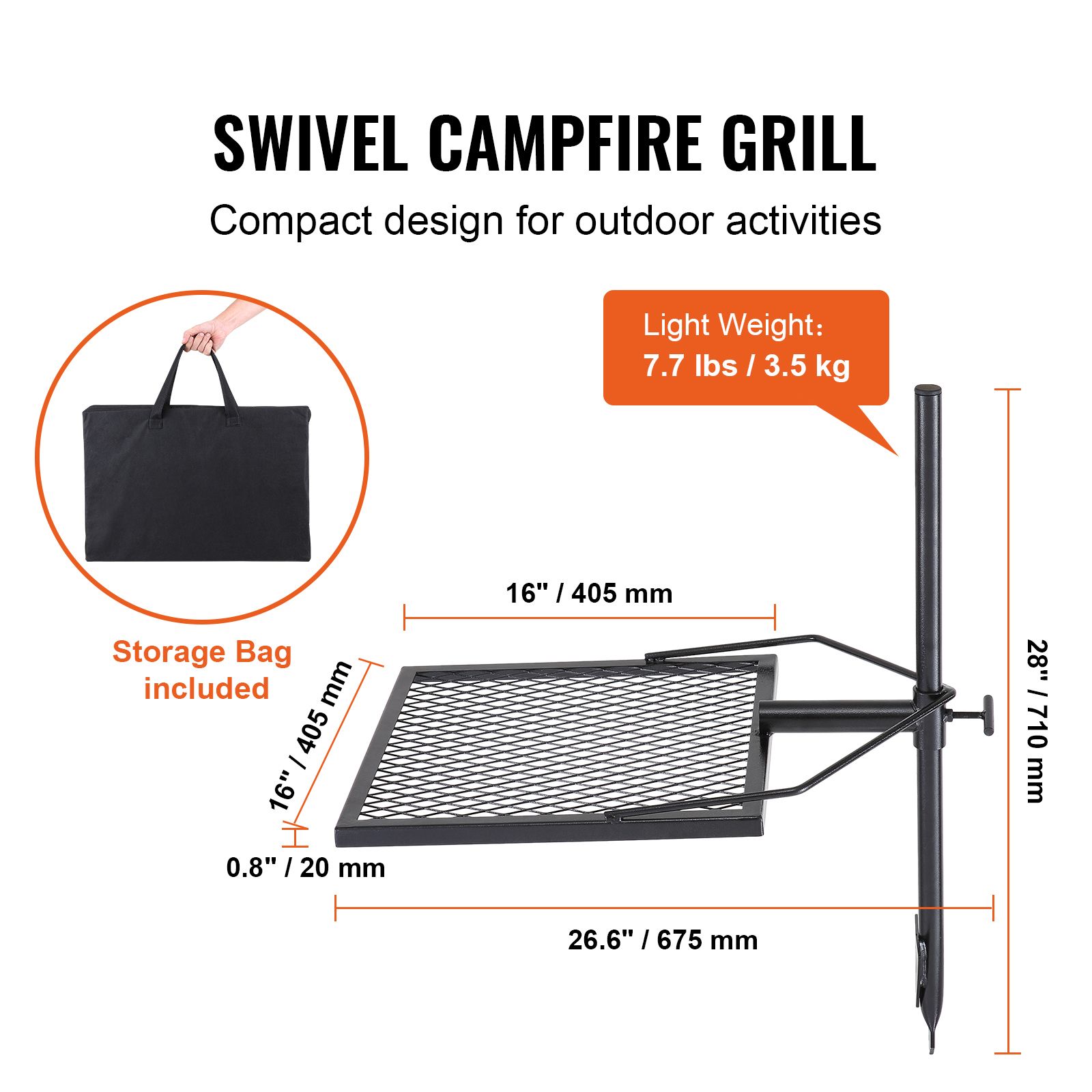 Swivel Campfire Grill, Fire Pi - Camping Cooking Over Fire ulasan dan harga