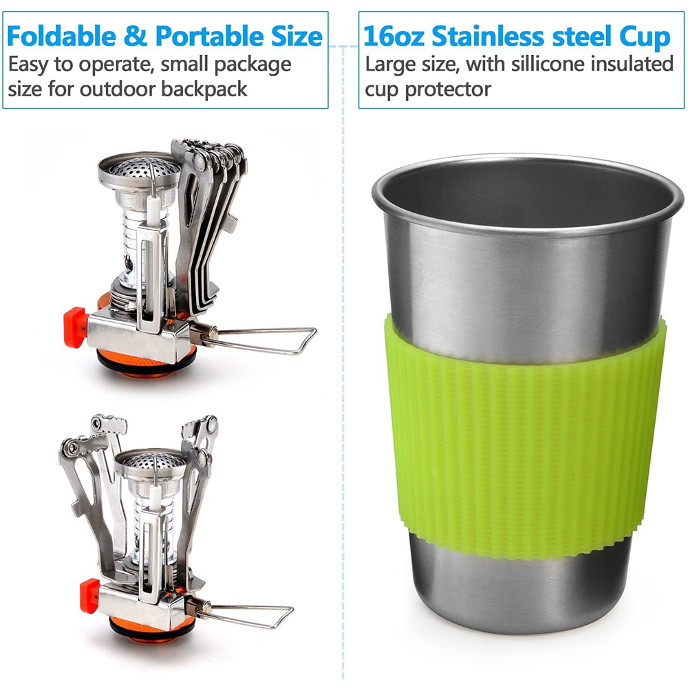 Camping Cookware Kit with Stov - Camping Cooking Rice ulasan dan harga